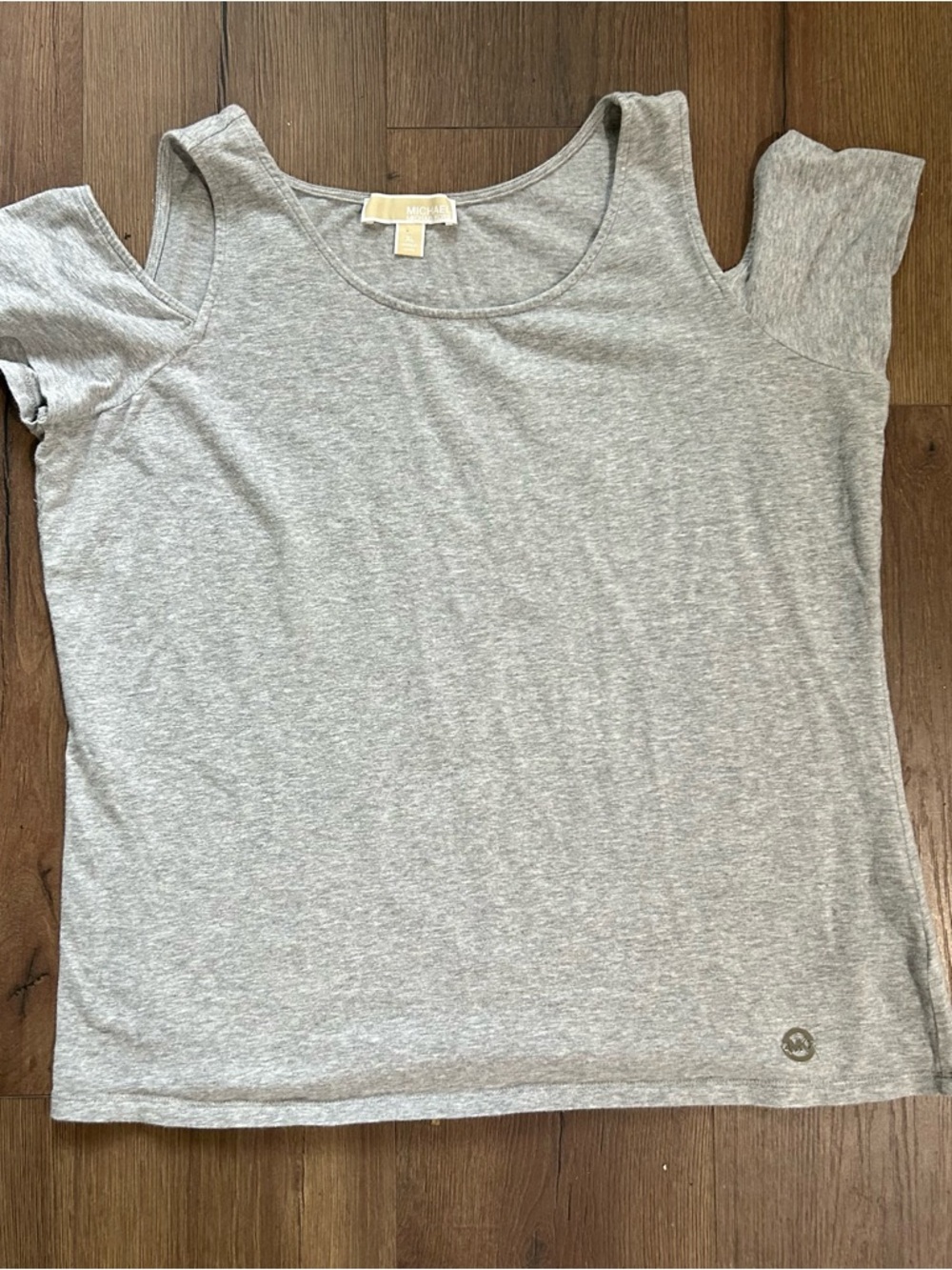 Michael Kors Light Gray Cold-Shoulder Short Sleeve Tee
